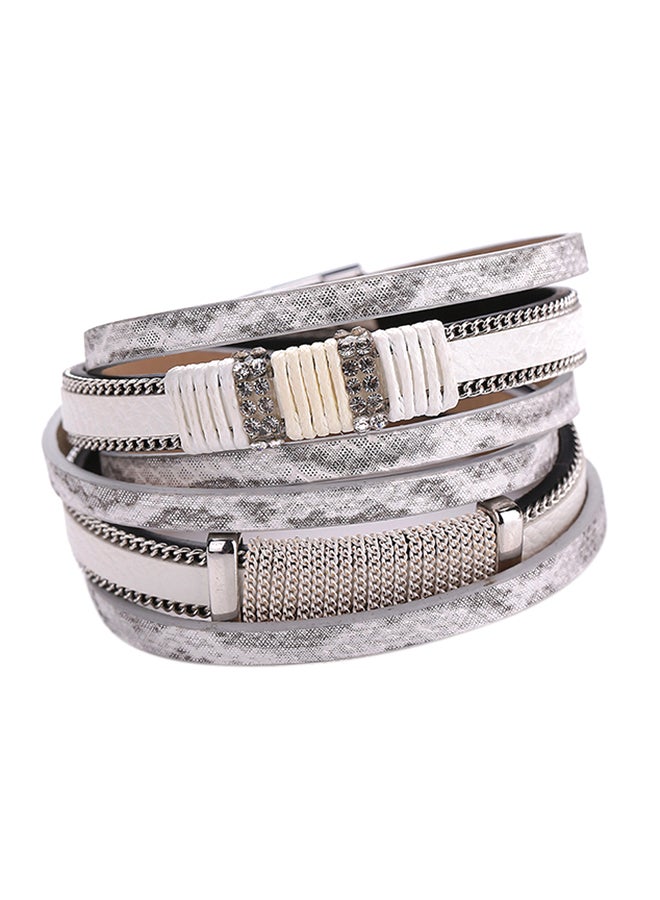 شاربدو سوار متعدد الطبقات بتصميم سلسلة مضفرة ومرصع بالكريستال