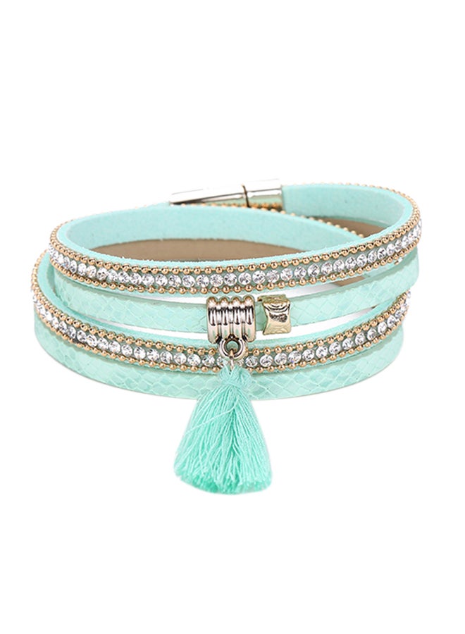 سوار متعدد الطبقات مزين بحجر الراين وأشكال الشرابة