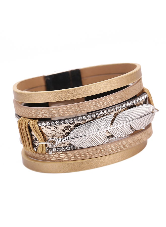 Sharpdo Feather Pendant Multi-Layer Bracelet 
