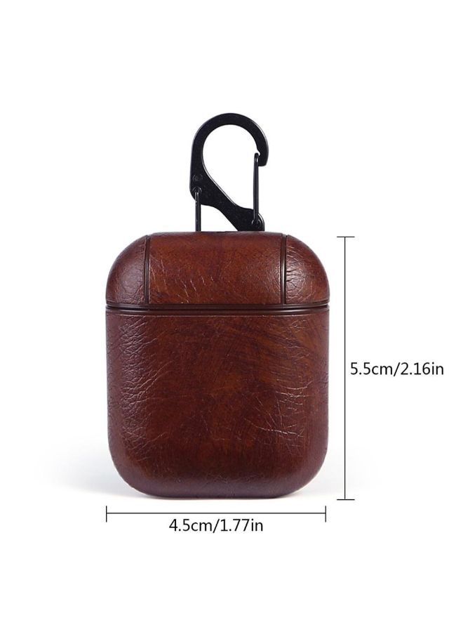 Leather Case Cover With Metal Hook For Apple AirPods Brown/Gold - v1565091648/N28855576A_2