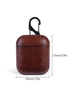 Womdee Leather Case Cover With Metal Hook For Apple AirPods Brown/Gold  - Image 2