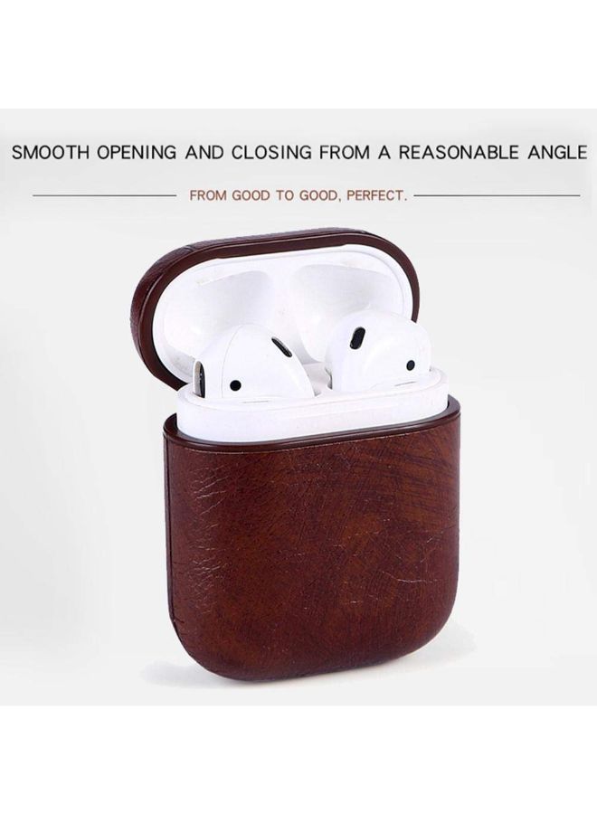 Leather Case Cover With Metal Hook For Apple AirPods Brown/Gold - v1565091648/N28855576A_3