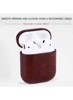 Womdee Leather Case Cover With Metal Hook For Apple AirPods Brown/Gold  - Image 3