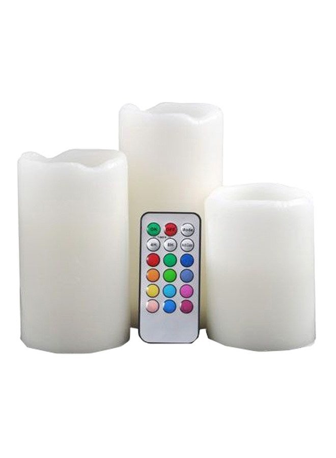 طقم مكون من 3 شموع LED لا سلكية بدون شعلة أبيض 