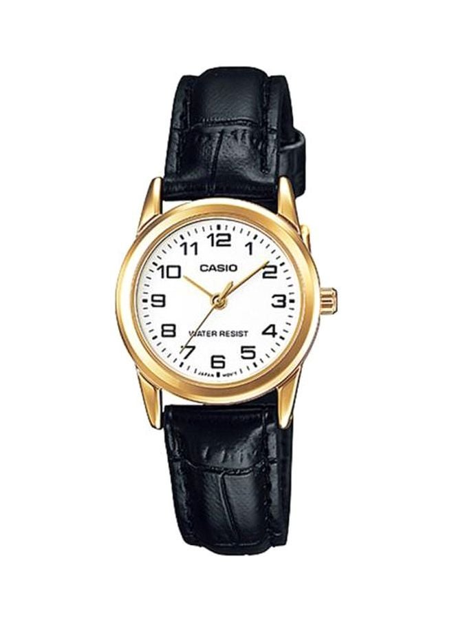 CASIO Women's Water Resistant Leather Analog Watch LTP-V001GL-7BUDF - 31 mm - Black  - Image 1