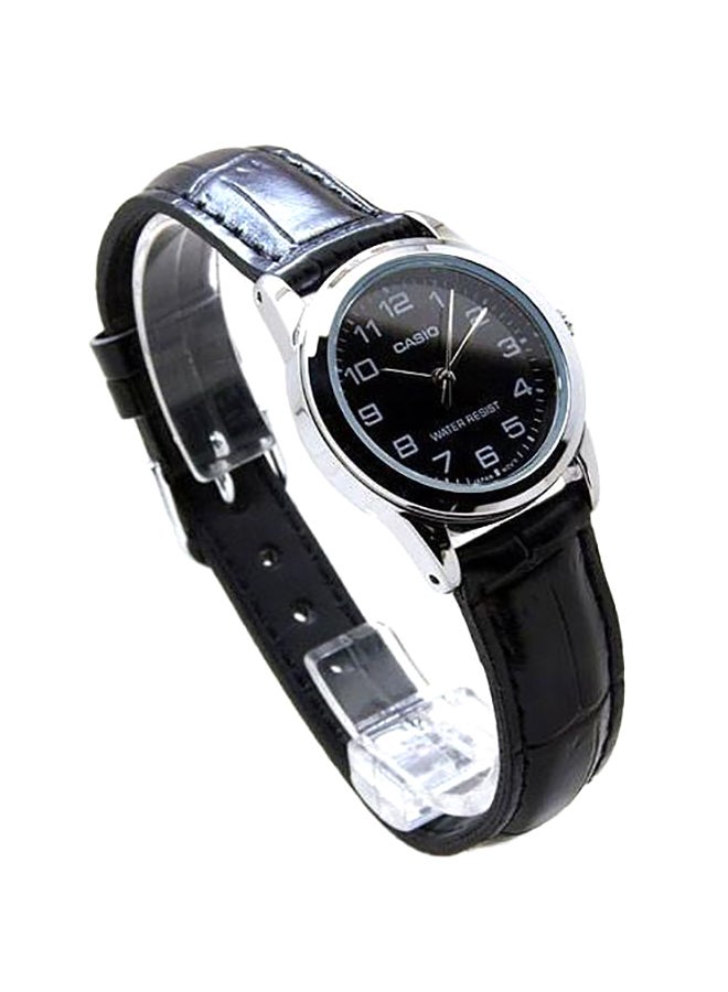 كاسيو ساعة يد بعقارب وسوار من الجلد طراز LTP-V001L-1BUDF - 25 مم - لون أسود للنساء - Image 2