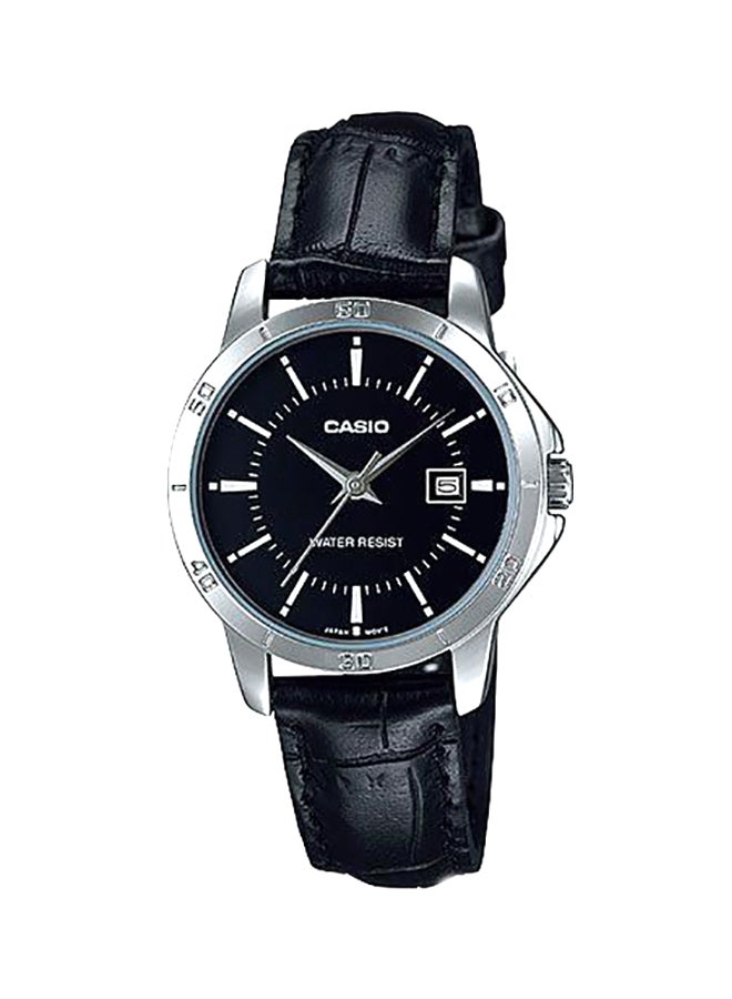 CASIO Women's Leather Analog Wrist Watch LTP-V004L-1AUDF - 35 mm - Black  - Image 1