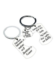 Family Jewelry Daddys Girl Mamas Keychain Heart Pendant Necklace Father's Day Silver