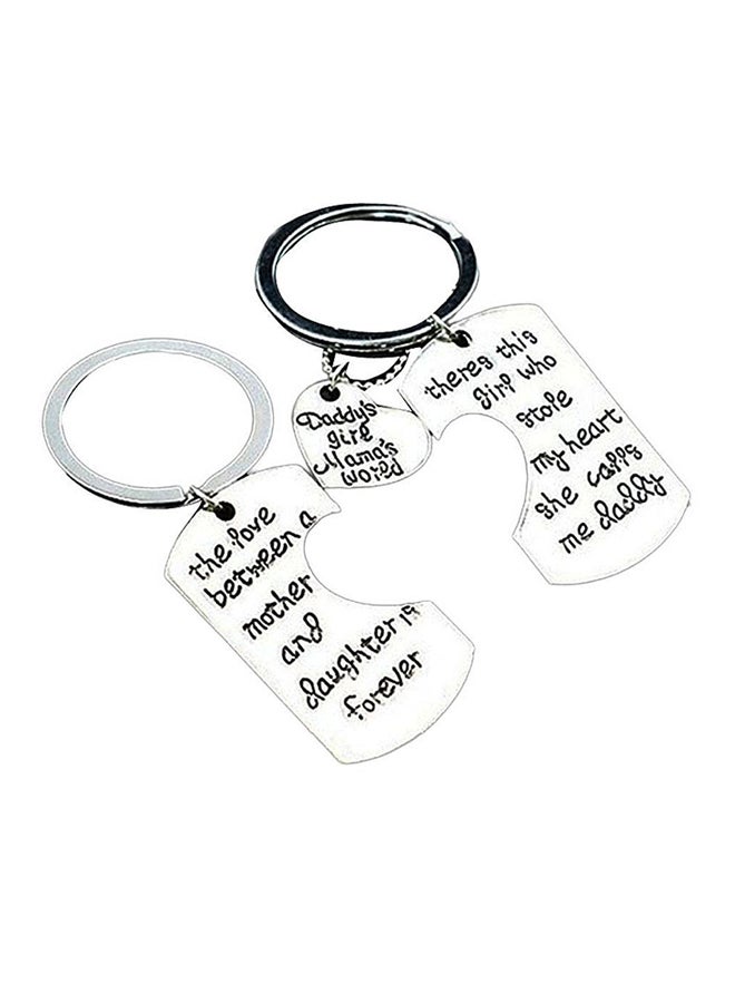 Generic - Family Jewelry Daddys Girl Mamas Keychain Heart Pendant Necklace Father's Day Silver - Image 1