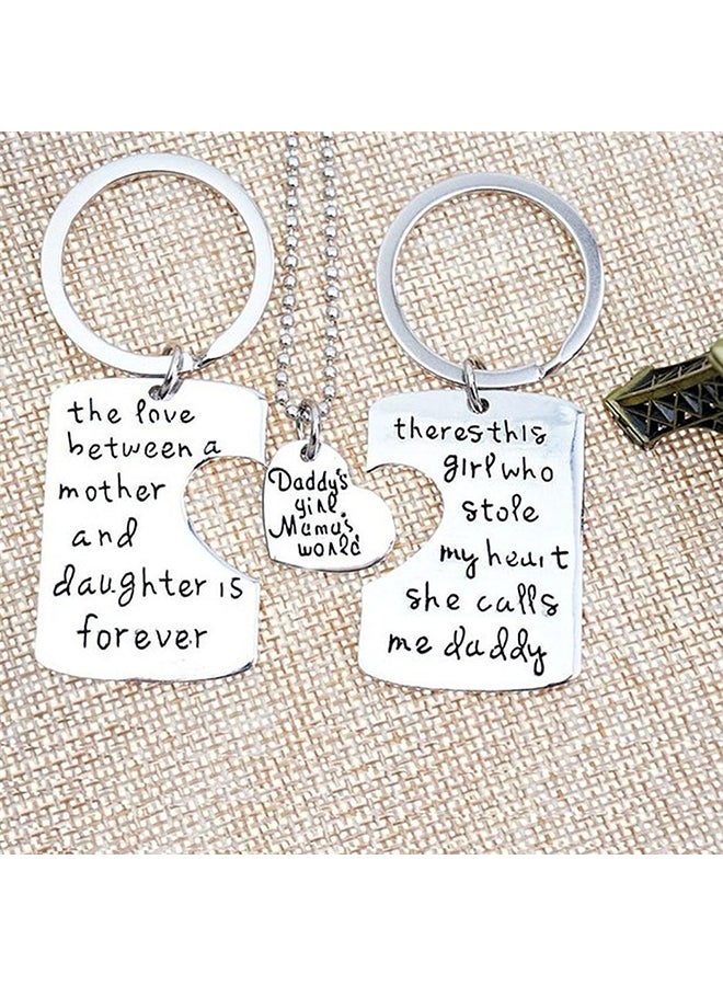 Generic - Family Jewelry Daddys Girl Mamas Keychain Heart Pendant Necklace Father's Day Silver - Image 1