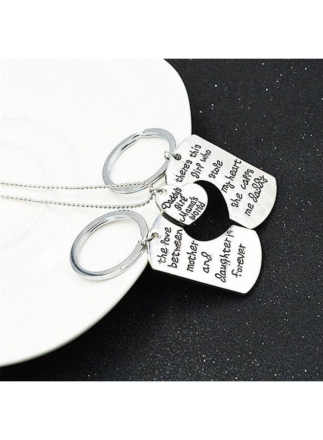 Generic - Family Jewelry Daddys Girl Mamas Keychain Heart Pendant Necklace Father's Day Silver - Image 1