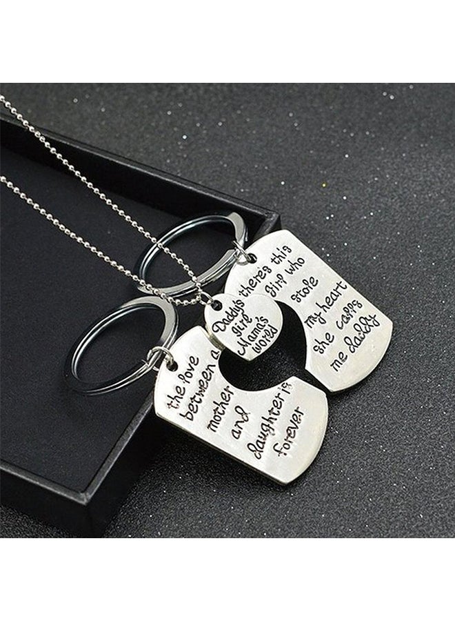 Generic - Family Jewelry Daddys Girl Mamas Keychain Heart Pendant Necklace Father's Day Silver - Image 1