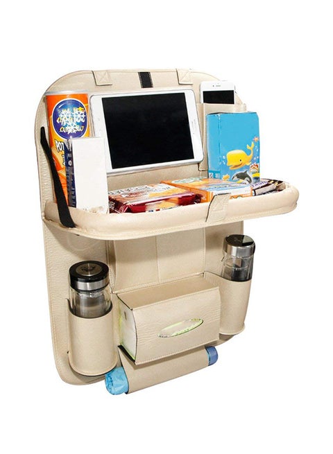 Car Seat Rear Storage Bag With Foldable Table Tray