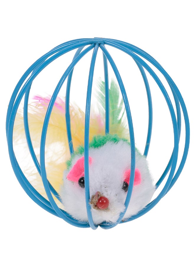 لعبة تفاعلية للحيوانات الأليفة على شكل فأر من القطيفة داخل القفص متعدد الألوان 62سم