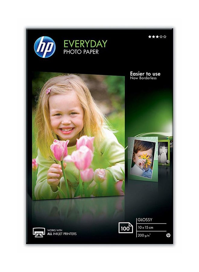 HP أوراق صور لامعة إيفريداي من إتش بي، 100 ورقة