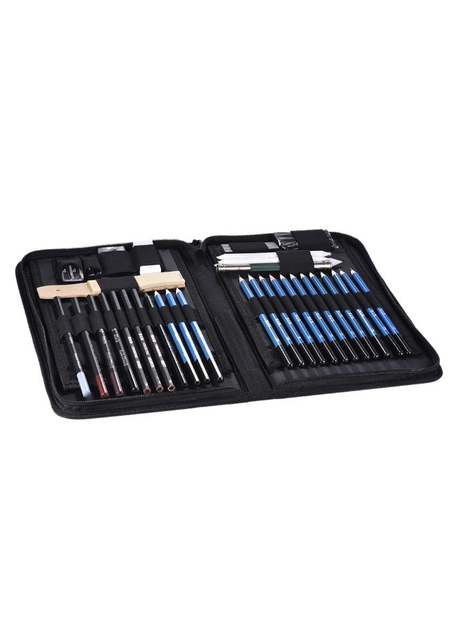 H&B - 40-Piece Professional Sketching Drawing Pencil Kit Blue/Black - Image 1