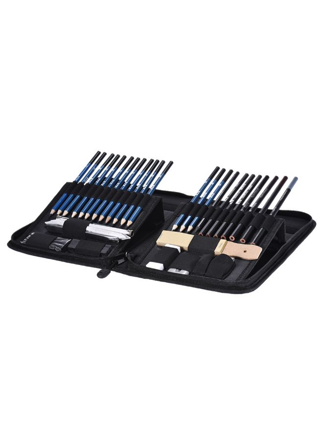 H&B - 40-Piece Professional Sketching Drawing Pencil Kit Blue/Black - Image 1