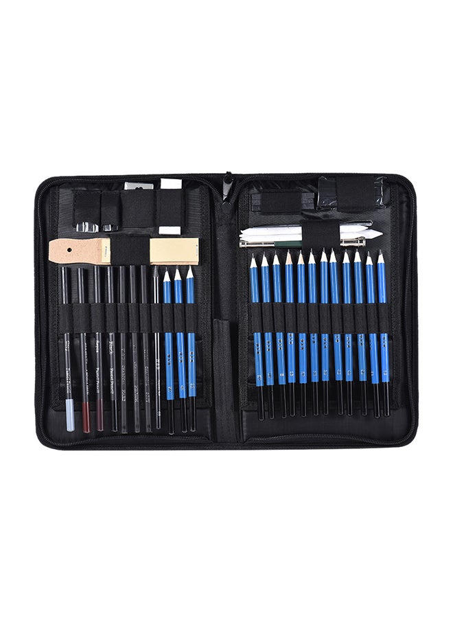 H&B - 40-Piece Professional Sketching Drawing Pencil Kit Blue/Black - Image 1