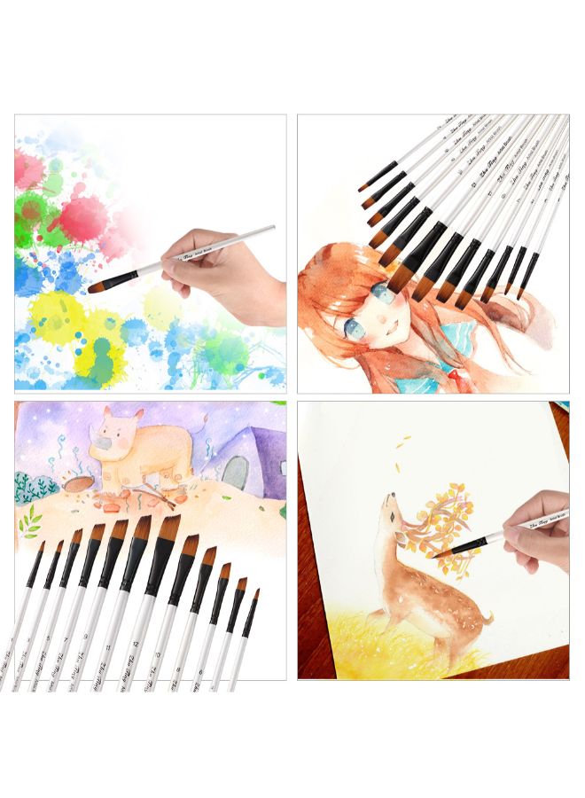 12-Piece Professional Paint Brush Set Pearl White - Image 5