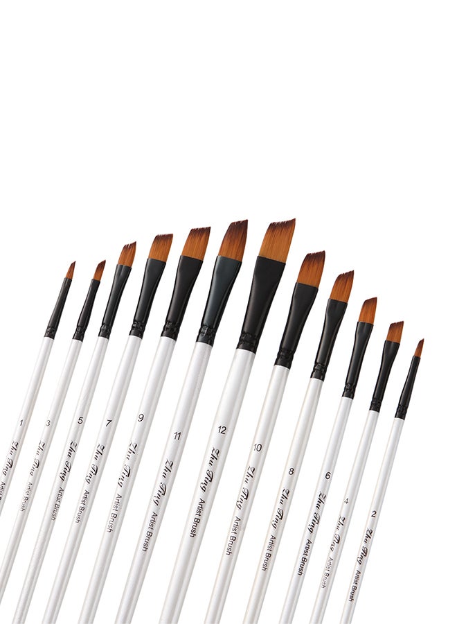 12-Piece Professional Paint Brush Set Pearl White - Image 1