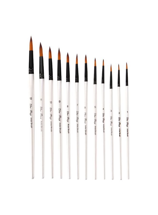 12-Piece Professional Paint Brush Set Pearl White
