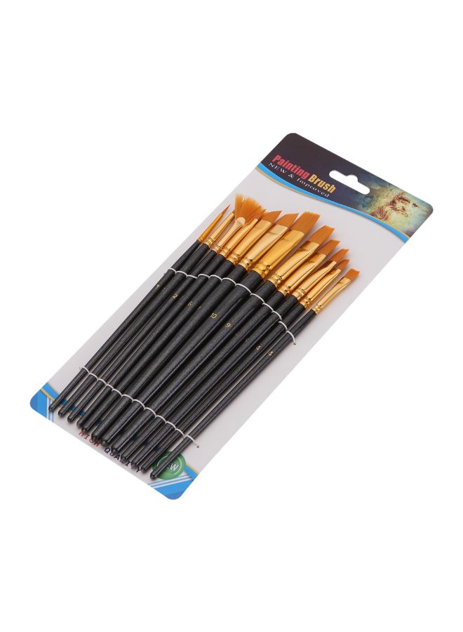 Generic 12-Piece Paint Brush Set Black  - Image 2