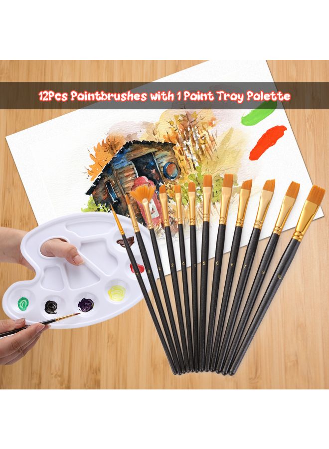 Generic 12-Piece Paint Brush Set Black  - Image 3