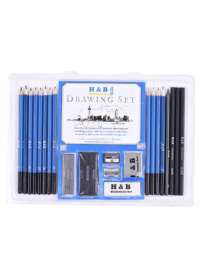 H&B 26-Piece Professional Drawing Sketch Pencil Kit Blue/Black  - Image 5