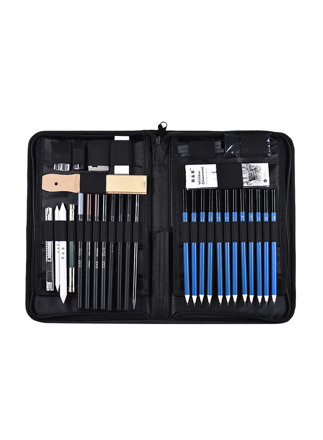 H&B - 40-Piece Professional Sketching Drawing Pencil Kit Blue/Black - Image 1