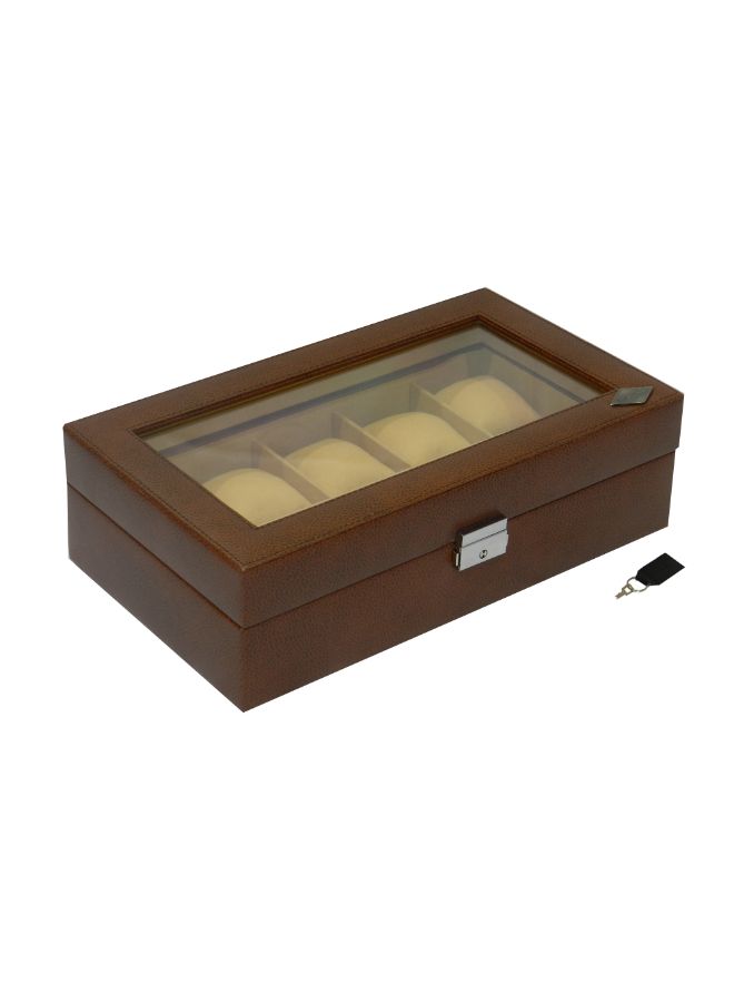 LAVERI LEATHER - unisex Designer Faux Leather Watch Box With Glass Top - Image 1