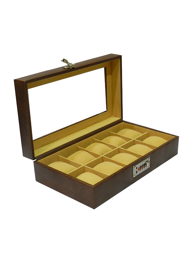 LAVERI LEATHER - Designer Faux Leather Watch Box With Glass Top - Image 1