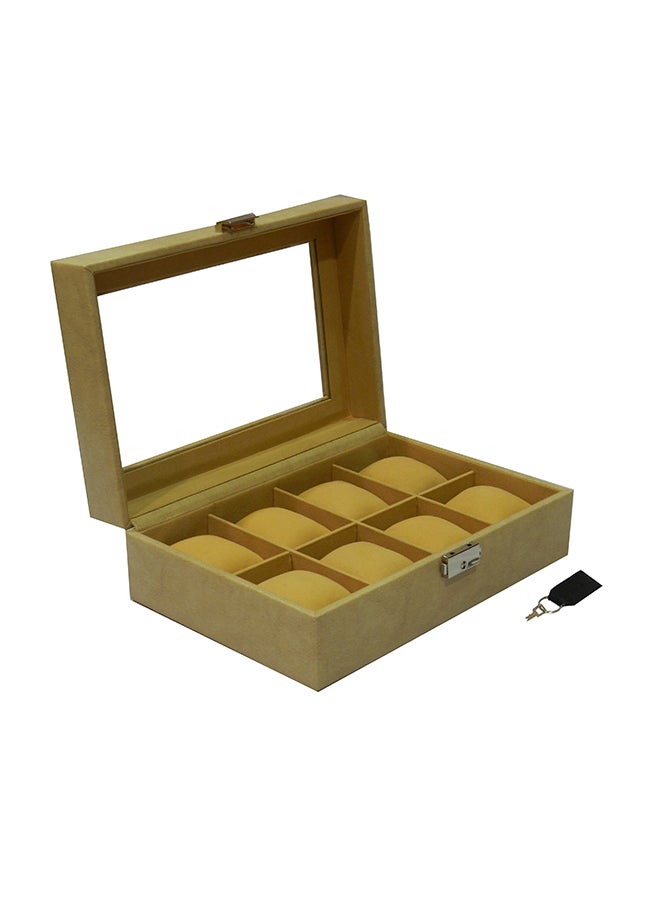 LAVERI LEATHER - Designer Faux Leather Watch Box With Glass Top - Image 1