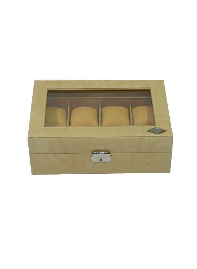 LAVERI LEATHER - Designer Faux Leather Watch Box With Glass Top - Image 1
