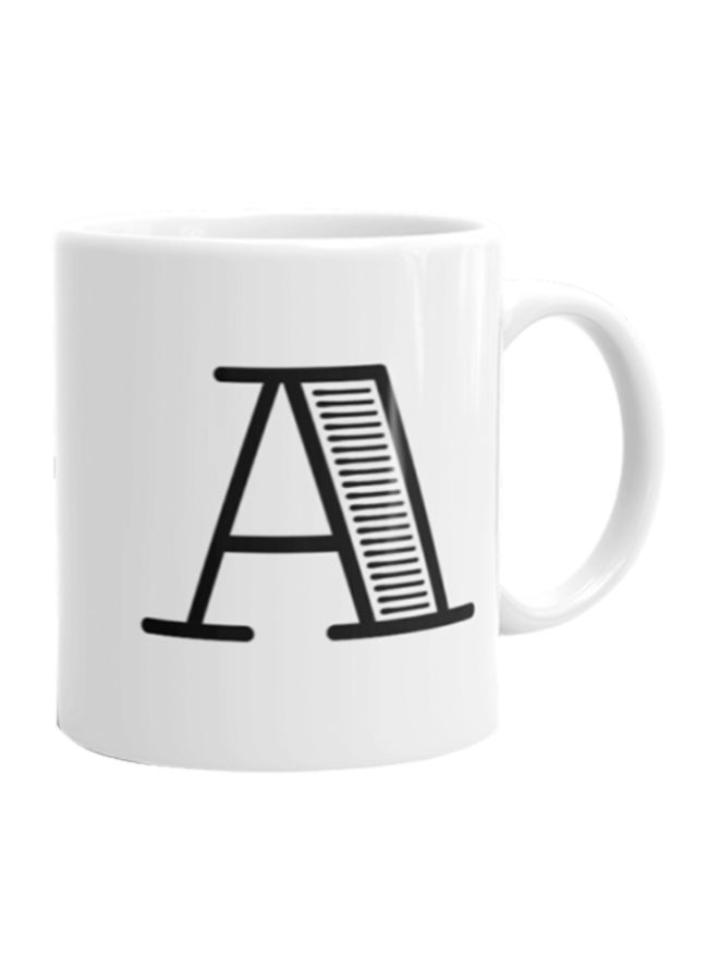Goldedge Alphabet A Printed Ceramic Coffee Mug White/Black 