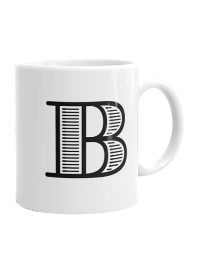 Goldedge Alphabet B Printed Ceramic Coffee Mug White/Black 