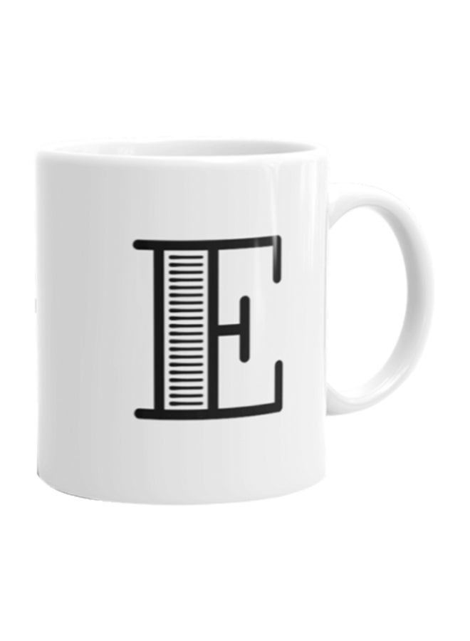 Alphabet E Printed Ceramic Coffee Mug White/Black
