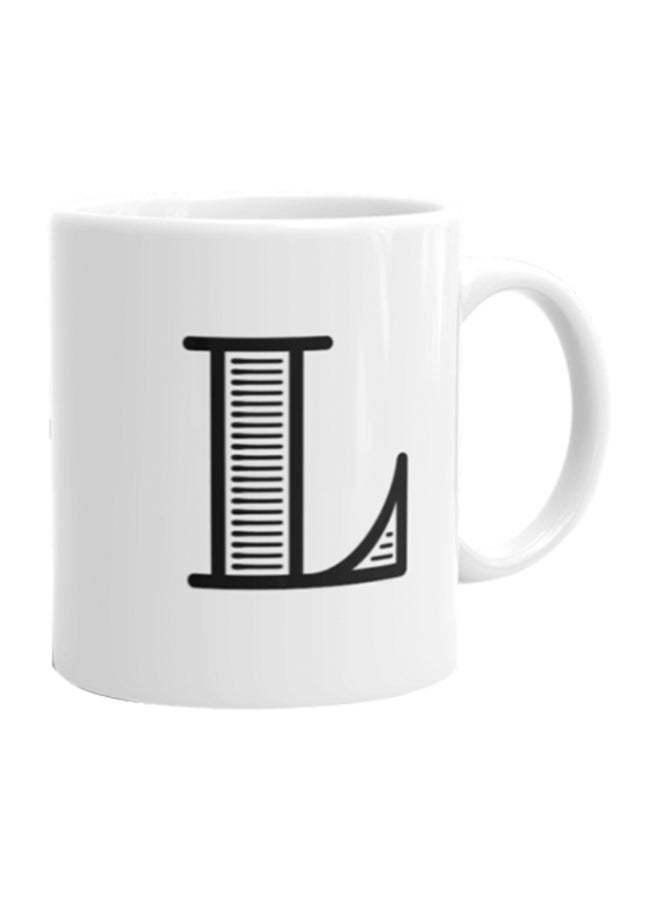 Goldedge Alphabet L Printed Ceramic Coffee Mug White/Black 