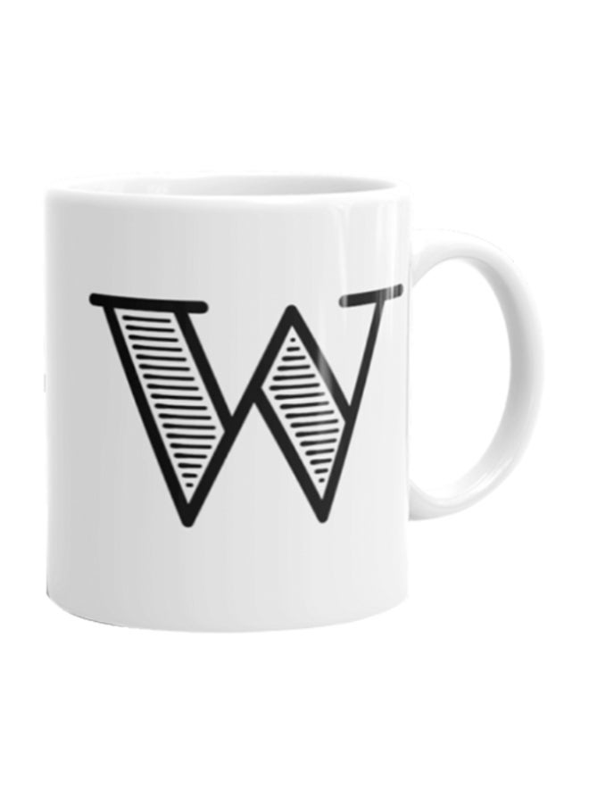 Goldedge Alphabet W Printed Ceramic Coffee Mug White/Black 