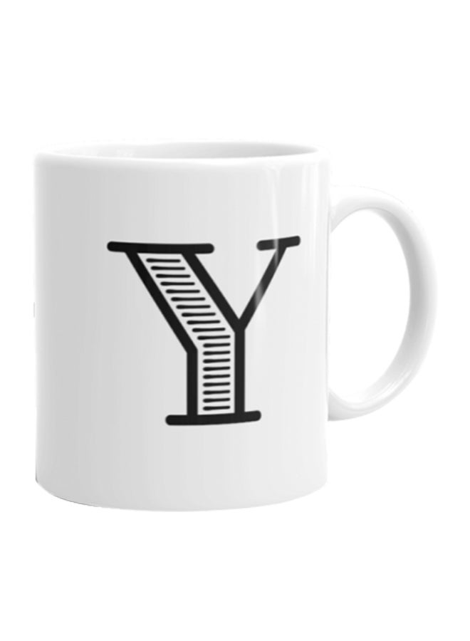 Goldedge Alphabet Y Printed Ceramic Coffee Mug White/Black 