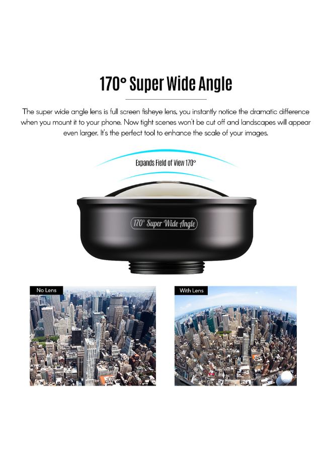 APEXEL 170° Super Wide Angle Lens For Smartphone Black  - Image 4