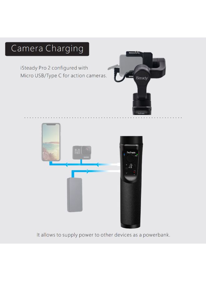 hohem - iSteady Pro 2 Handheld 3-Axis Action Camera Gimbal Stabilizer With APP Remote Control Black - Image 1
