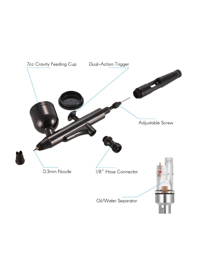 Generic Multi-Purpose Professional Airbrushing System Kit Black/White - Image 3