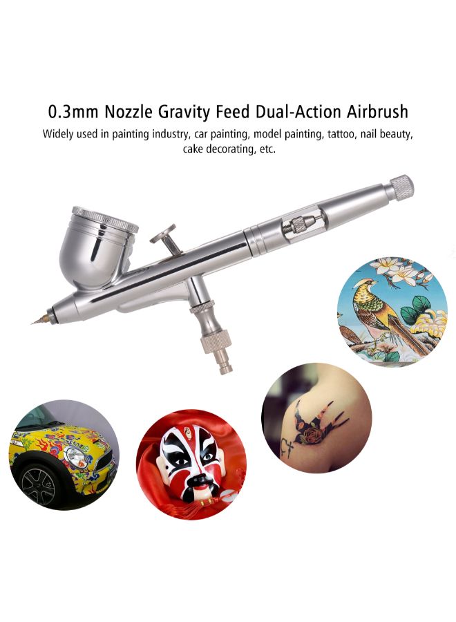 Generic High Precision Gravity Feed Dual-Action Airbrush Kit Silver - Image 3