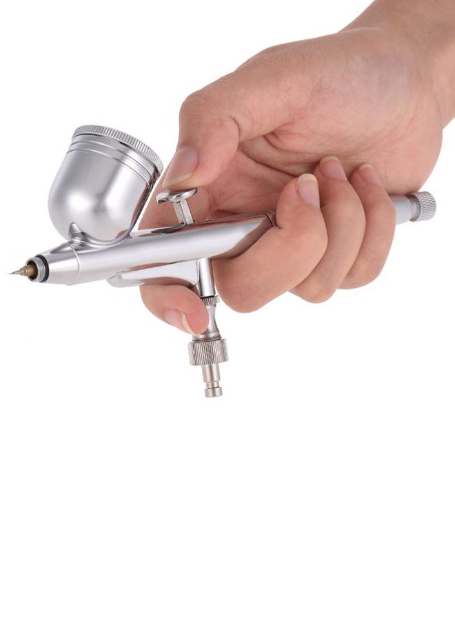 Generic High Precision Gravity Feed Dual-Action Airbrush Kit Silver - Image 2