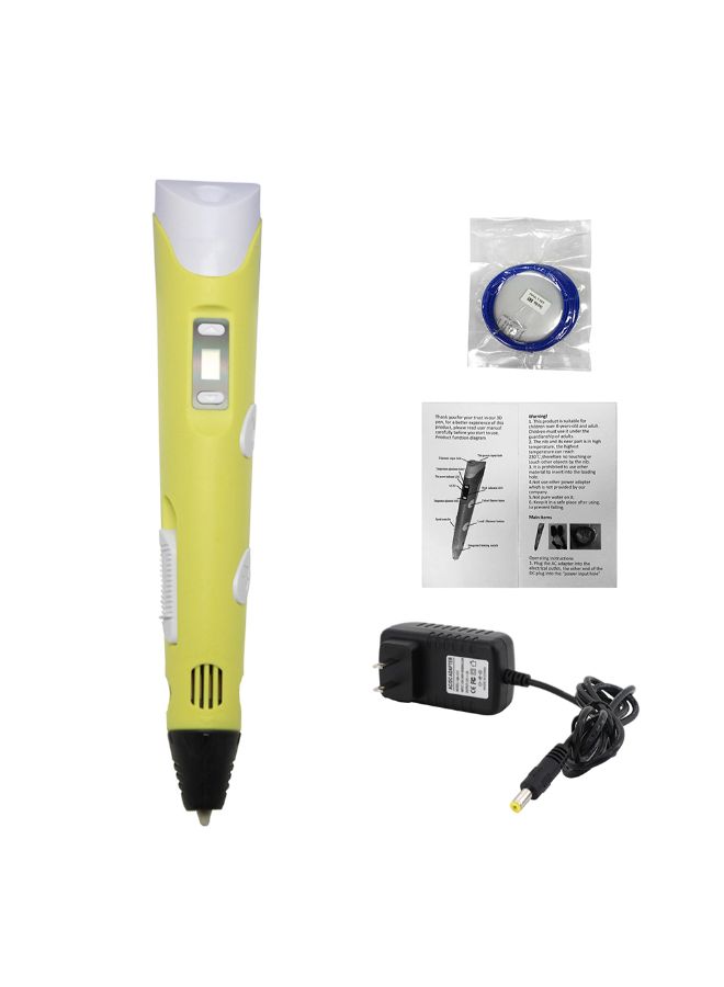 Generic - 3D Printing Pen With ABS Pen Holder And 1 Roll 10m PLA Filament Yellow - Image 1