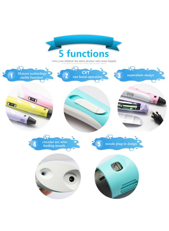 Generic - 3D Printing Pen With ABS Pen Holder And 1 Roll 10m PLA Filament Yellow - Image 1