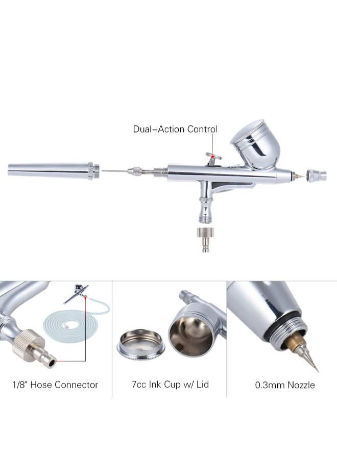Generic - Dual-Action Paint Spray Gun With Nozzle Spanner And Dropper Silver - Image 1