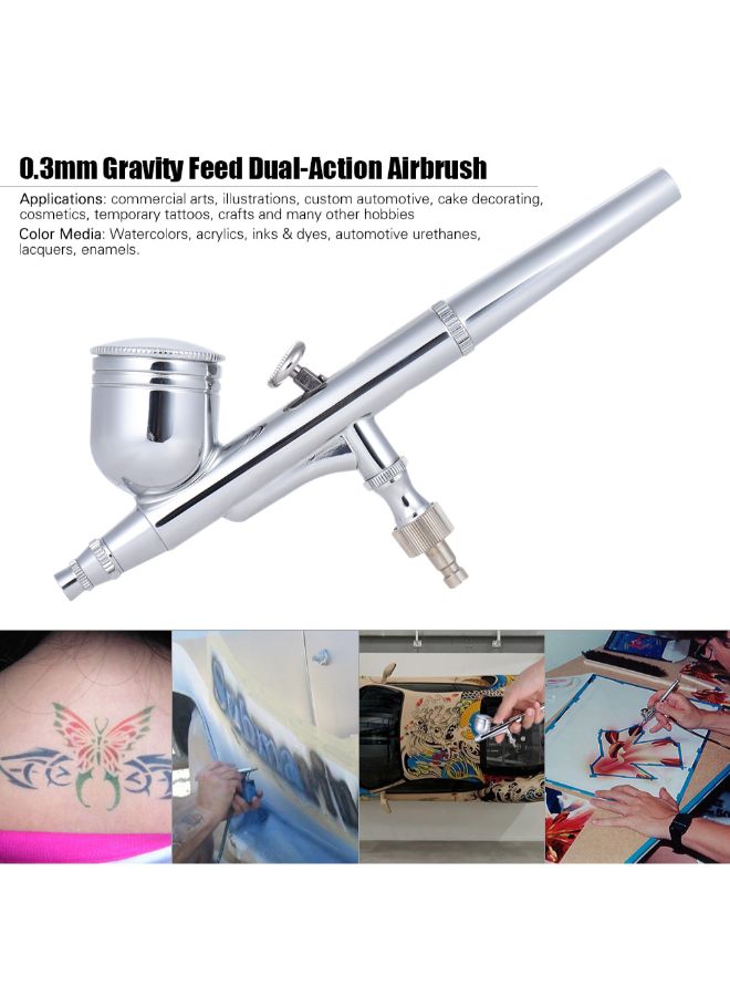 Generic - Dual-Action Paint Spray Gun With Nozzle Spanner And Dropper Silver - Image 1