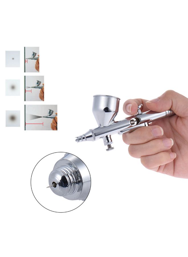 Generic Dual-Action Spray Gun With Air Hose Needle Nozzle And Colour Cup Silver  - Image 2