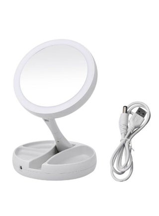 Vanity Folding Make-Up Mirror With Storage Box And Lights White - v1565166928/N28953707A_1